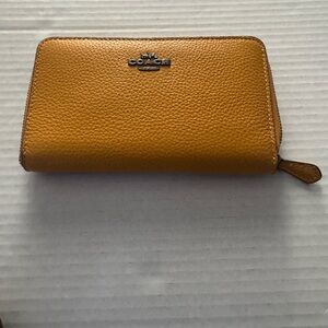 Coach Long Zip Around Wallet in Papaya Color Elegant Coach leather wallet